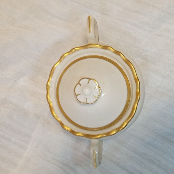 Old Ivory Gold Rim Cream & Sugar Syracuse China -SEE PHOTOS- Tiny Chip - Picture 9 of 16